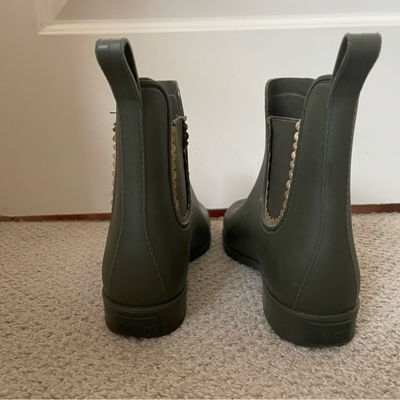 Jack Rogers Green and Gold Accent Ankle Rain Boots - Size 9 - Picture 2 of 5